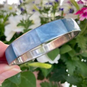 Blue and Silver Bangle Bracelet